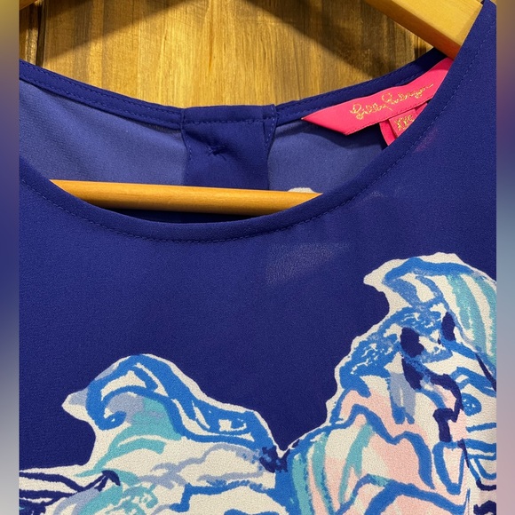 Lilly Pulitzer NWT Iona Sleeveless Top Peacock Blue Plant One On Me Size XXS - Picture 3 of 3